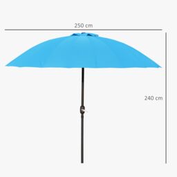 OUTSUNNY 2.5m Round Curved Adjustable Parasol Sun Umbrella Metal Pole in Blue - thumbnail 3