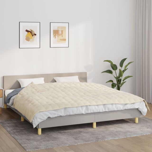 Berkfield Home Weighted Blanket Light Cream 155x220 cm 7 kg Fabric - image 1