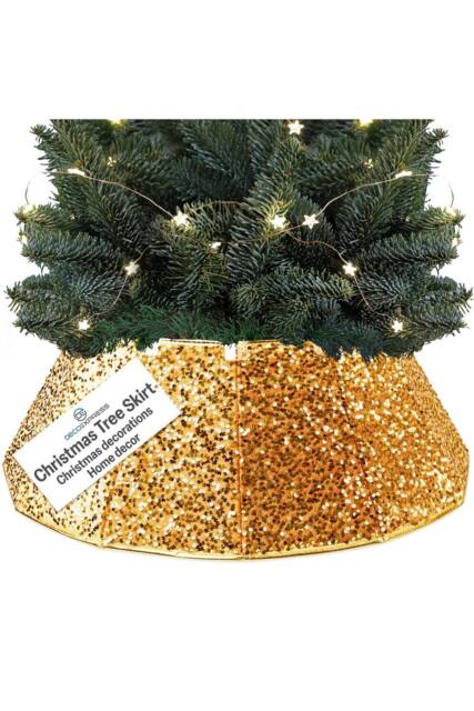 Deco Express Christmas Tree Skirt Sequins Gold Xmas Décor Decoration - image 1