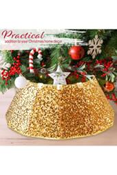 Deco Express Christmas Tree Skirt Sequins Gold Xmas Décor Decoration - thumbnail 3