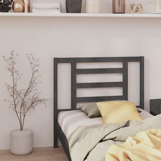 Berkfield Home Bed Headboard Grey 96x4x100 cm Solid Wood Pine - Size: 96 x 4 x 100 cm - image 1