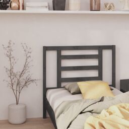 Berkfield Home Bed Headboard Grey 96x4x100 cm Solid Wood Pine - Size: 96 x 4 x 100 cm - thumbnail 1