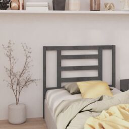 Berkfield Home Bed Headboard Grey 96x4x100 cm Solid Wood Pine - Size: 96 x 4 x 100 cm - thumbnail 4