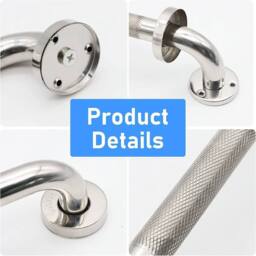 Havendro 40cm Anti Slip Shower Grab Handle Stainless Steel Bath Grab Rail in Silver - thumbnail 3