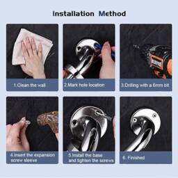 Havendro 40cm Anti Slip Shower Grab Handle Stainless Steel Bath Grab Rail in Silver - thumbnail 5