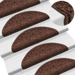 Berkfield Home Carpet Stair Treads 15 pcs Brown 56x17x3 cm - Size: Medium - thumbnail 1