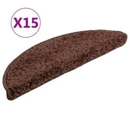 Berkfield Home Carpet Stair Treads 15 pcs Brown 56x17x3 cm - Size: Medium - thumbnail 2