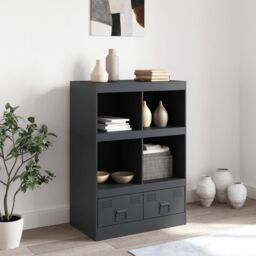 Berkfield Home Highboard Anthracite 67x39x95 cm Steel - Size: 67 x 39 x 95 cm - thumbnail 3