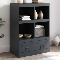Berkfield Home Highboard Anthracite 67x39x95 cm Steel - Size: 67 x 39 x 95 cm - thumbnail 1
