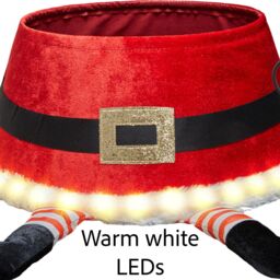 Shatchi 22inch LED Christmas Tree Skirt Light Up Santa Style Xmas Tree Stand Base Cover Collar Trunk Basket Ring for Tree Decorations - Size: 1 Pack - thumbnail 2