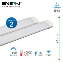 ENER-J LED Triproof Batten IP65 18W 60cms 4000K (pack of 2 units) in White - thumbnail 2