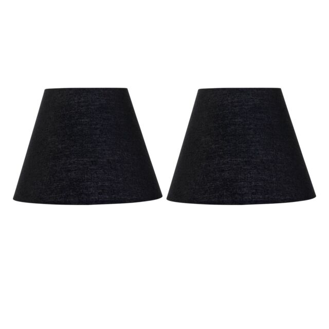 First Choice Lighting Set of 2 Black Cotton 20cm Diameter Tapered Fabric Lamp Shades - image 1