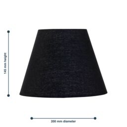 First Choice Lighting Set of 2 Black Cotton 20cm Diameter Tapered Fabric Lamp Shades - thumbnail 5