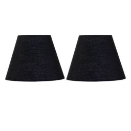 First Choice Lighting Set of 2 Black Cotton 20cm Diameter Tapered Fabric Lamp Shades