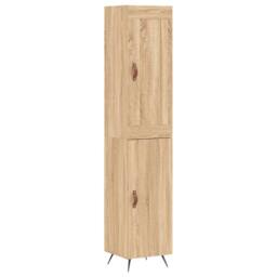 Berkfield Home Highboard Sonoma Oak 34.5x34x180 cm Engineered Wood in Light Tan - thumbnail 3