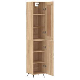 Berkfield Home Highboard Sonoma Oak 34.5x34x180 cm Engineered Wood in Light Tan - thumbnail 4