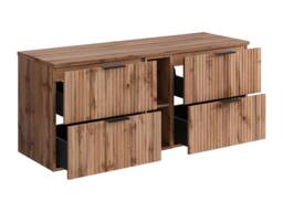 Vente-unique Striped Floating Vanity Unit With Shelves - Light Natural - W140 Cm in Light Oak - thumbnail 5