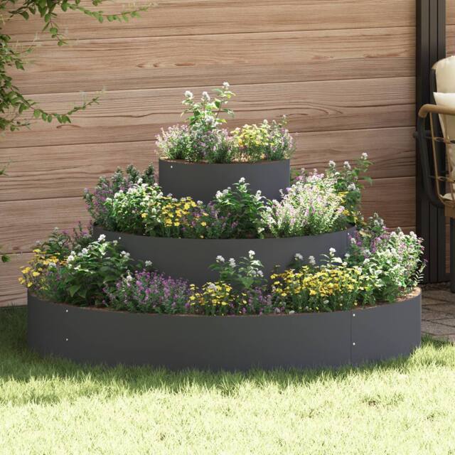 Berkfield Home Metal Planter Steel √ò 120 cm Decorative Inlays Metal Planter - image 1