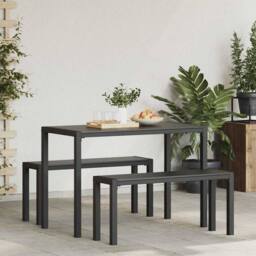 Berkfield Home Modern 3-Piece Garden Dining Set - Steel & WPC in Black - thumbnail 4