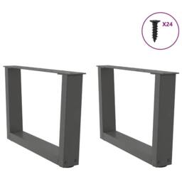 Berkfield Home Dining Table Legs V-Shape 2 pcs Anthracite 50x(30-31.3) cm Steel in Dark Grey - thumbnail 3