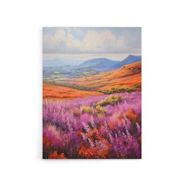 "Artery8 Heather Fields in Scotland Landscape Canvas Wall Art Print - Size: W18"" x H24""" - image 1