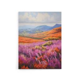 "Artery8 Heather Fields in Scotland Landscape Canvas Wall Art Print - Size: W18"" x H24""" - thumbnail 1