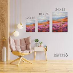 "Artery8 Heather Fields in Scotland Landscape Canvas Wall Art Print - Size: W18"" x H24""" - thumbnail 4