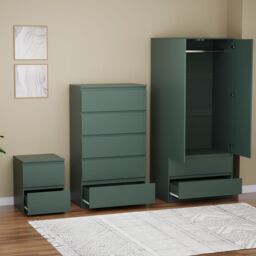 Home Discount Vida Designs Denver Bedroom Set (2 Dr Bedside, 5 Dr Chest, Wardrobe) in Green - thumbnail 5