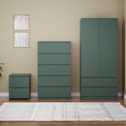 Home Discount Vida Designs Denver Bedroom Set (2 Dr Bedside, 5 Dr Chest, Wardrobe) in Green - thumbnail 7