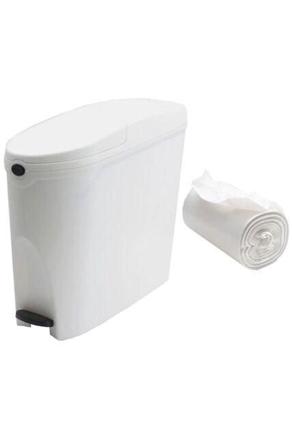 ProKleen White Pedal Operated Toilet Sanitary Bin 20L Capacity & 50 Bin Liners - image 1