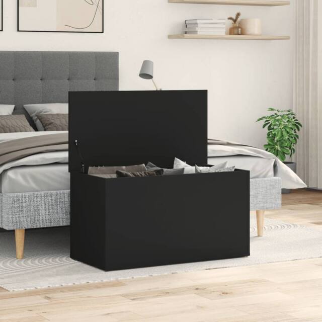 Berkfield Home Storage Chest Black 84x42x46 cm Engineered Wood - Size: 84 x 42 x 46 cm - image 1