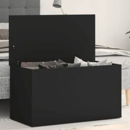 Berkfield Home Storage Chest Black 84x42x46 cm Engineered Wood - Size: 84 x 42 x 46 cm - thumbnail 2