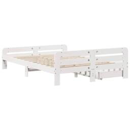 Berkfield Home Full Bed frame without Mattress White 150x200 cm King Size Solid - thumbnail 8