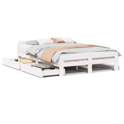Berkfield Home Full Bed frame without Mattress White 150x200 cm King Size Solid - thumbnail 3