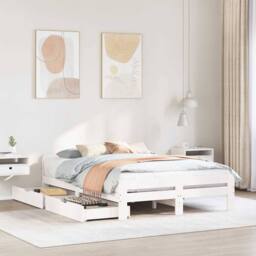 Berkfield Home Full Bed frame without Mattress White 150x200 cm King Size Solid - thumbnail 2