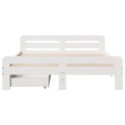 Berkfield Home Full Bed frame without Mattress White 150x200 cm King Size Solid - thumbnail 4