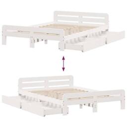 Berkfield Home Full Bed frame without Mattress White 150x200 cm King Size Solid - thumbnail 9
