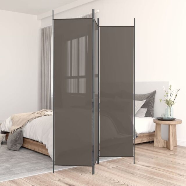 Berkfield Home 3-Panel Room Divider Anthracite 150x200 cm Fabric in Black - image 1