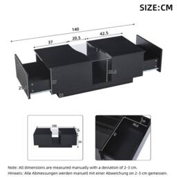 Merax Modern High Gloss LED Coffee Table with 2 Drawers & Acrylic Top in Black - thumbnail 2