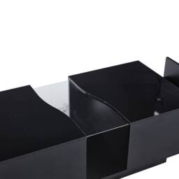Merax Modern High Gloss LED Coffee Table with 2 Drawers & Acrylic Top in Black - thumbnail 9