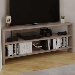 Decortie Thales' Corner TV Unit Modern Multimedia Centre 110cm in Grey - Size: 1 Pack - thumbnail 5