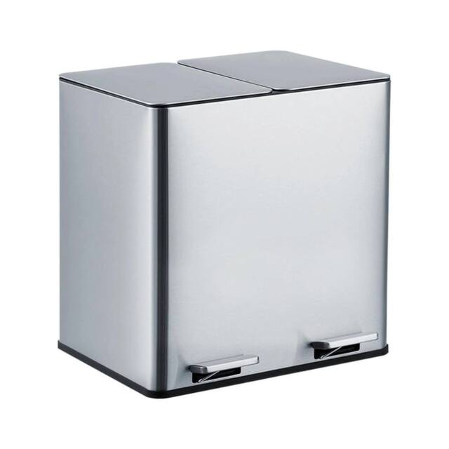 VOGREX Dual Trash Can 2x4gal/2x15L Stainless Steel in Silver - Size: Large - image 1