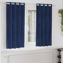 Berkfield Home Modern Blackout Curtains with Eyelets 2 pcs Dark Blue Velvet in Navy - thumbnail 2