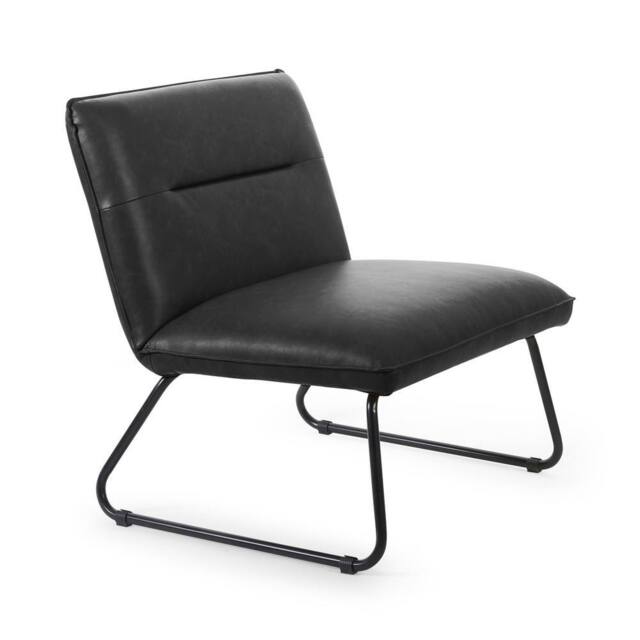 Cheshire Saxon Black Faux Leather Lounge Chair - image 1