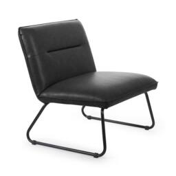 Cheshire Saxon Black Faux Leather Lounge Chair - thumbnail 1
