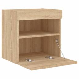 Berkfield Home TV Wall Cabinet with LED Lights Sonoma Oak 40x30x40 cm in Brown - Size: 40 x 30 x 40 cm - thumbnail 8