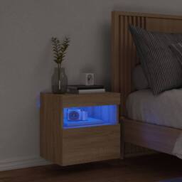 Berkfield Home TV Wall Cabinet with LED Lights Sonoma Oak 40x30x40 cm in Brown - Size: 40 x 30 x 40 cm - thumbnail 4