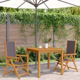 Berkfield Home Beautiful Garden Chairs 2 pcs Anthracite Solid Wood Acacia & Fabric - thumbnail 1