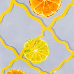 Wylder Citrus Trellis Printed Outdoor Cushion in Blue - Size: 45 cm x 45 cm - thumbnail 5