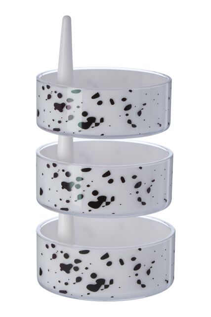 Orsina 3Pc Speckled Plastic Rotary Storage Set in White - image 1